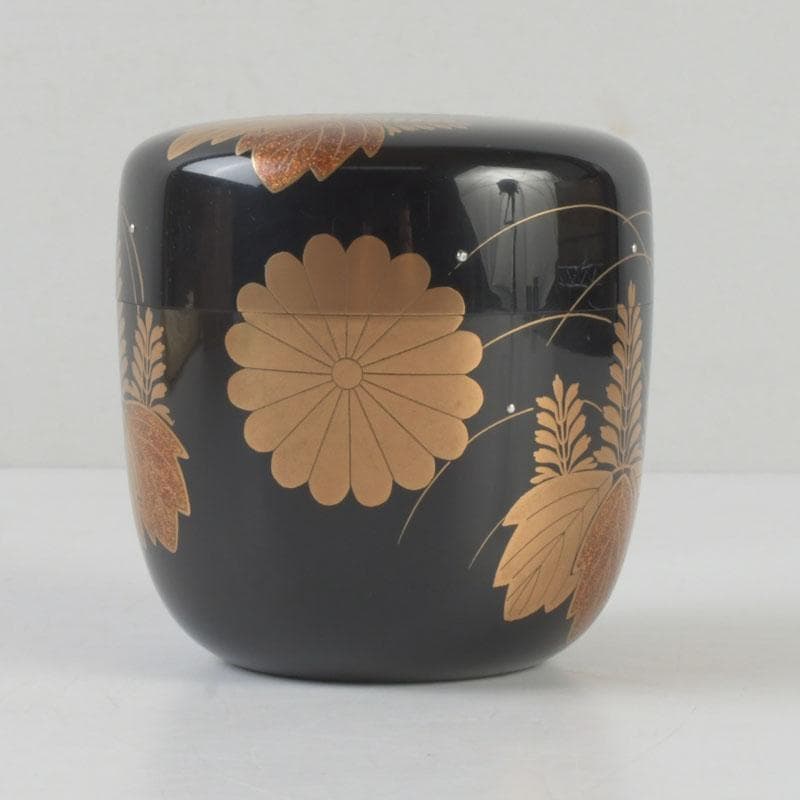 茶道具　呉藤童甫作　菊桐秋草蒔絵　大棗　堀内宗完(兼中斎)極め箱　V　9702