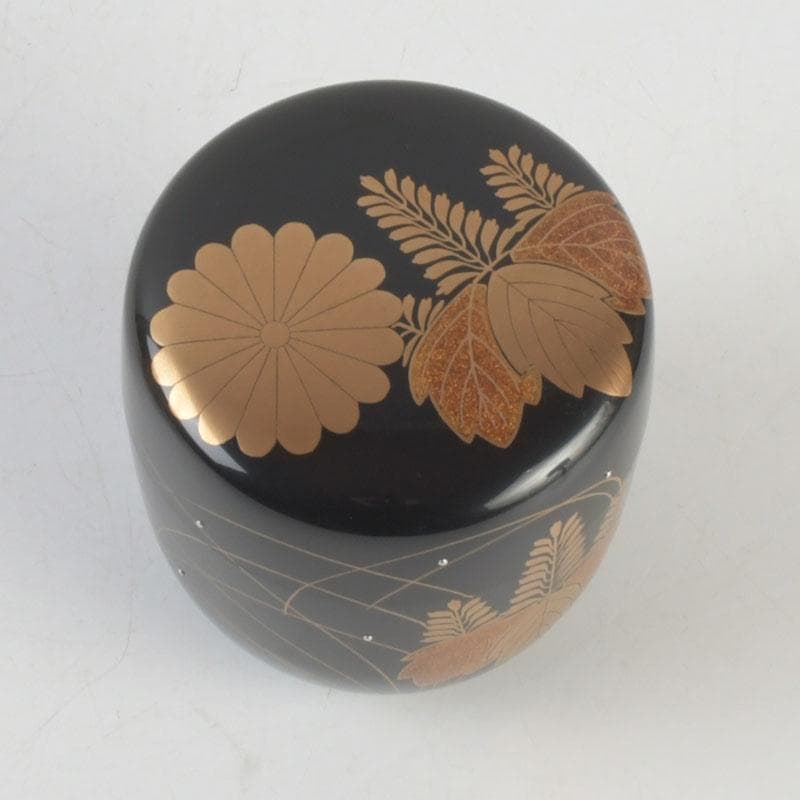 茶道具　呉藤童甫作　菊桐秋草蒔絵　大棗　堀内宗完(兼中斎)極め箱　V　9702