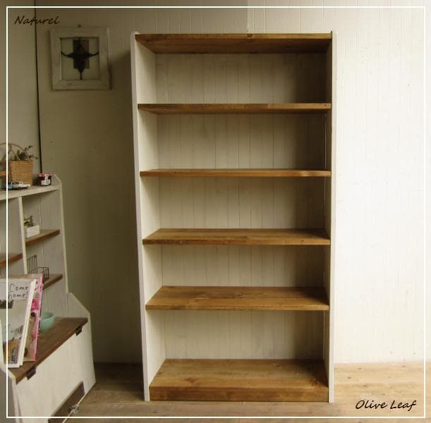 サイズ、デザインオーダー可！幅広6段カップボードW82●シャビーホワイト受注製作