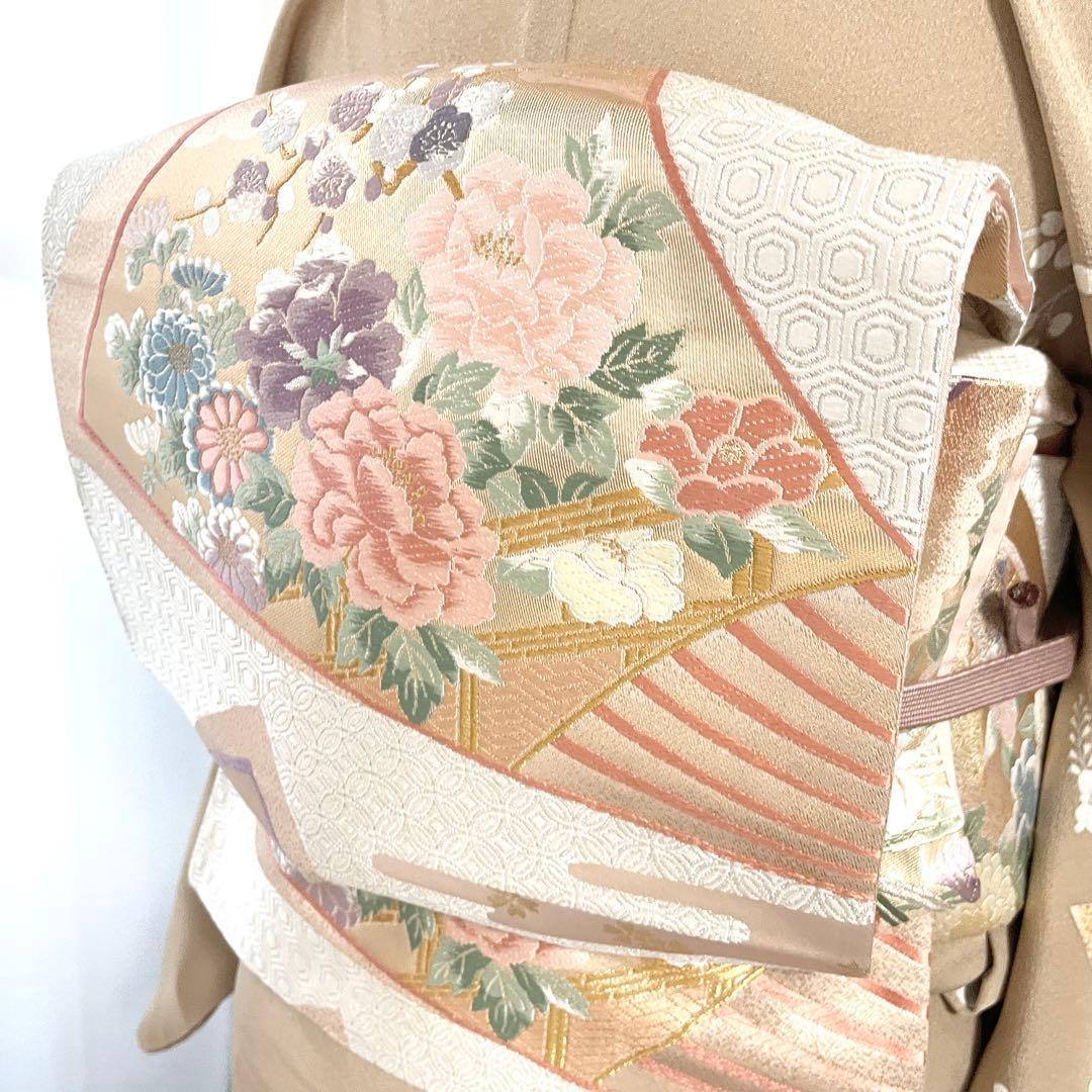 ベージュ 友禅 4点 フルセット 訪問着 入学式 卒業式 入園式 春 秋 冬