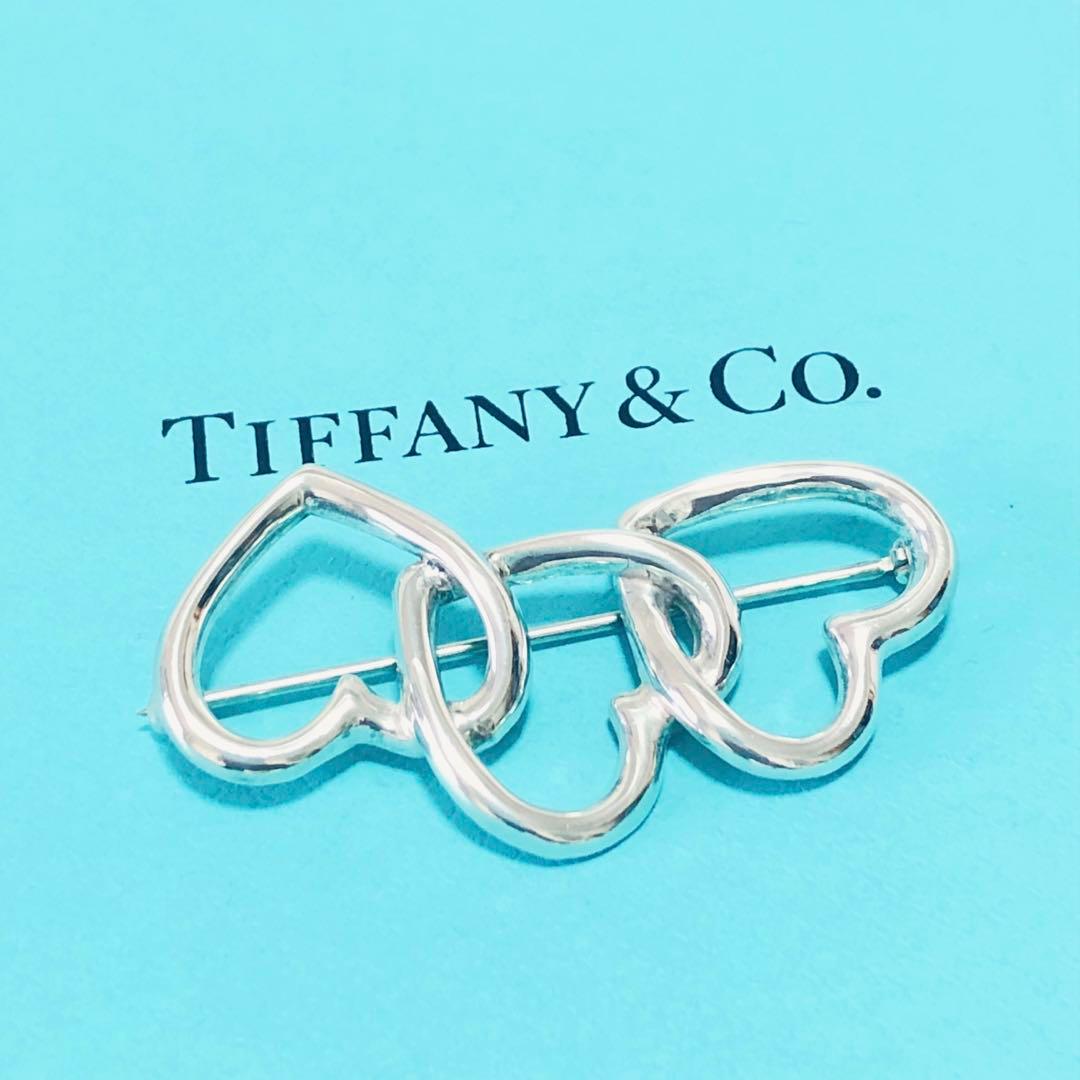 TIFFANY トリプルハート シルバー ブローチ M255010