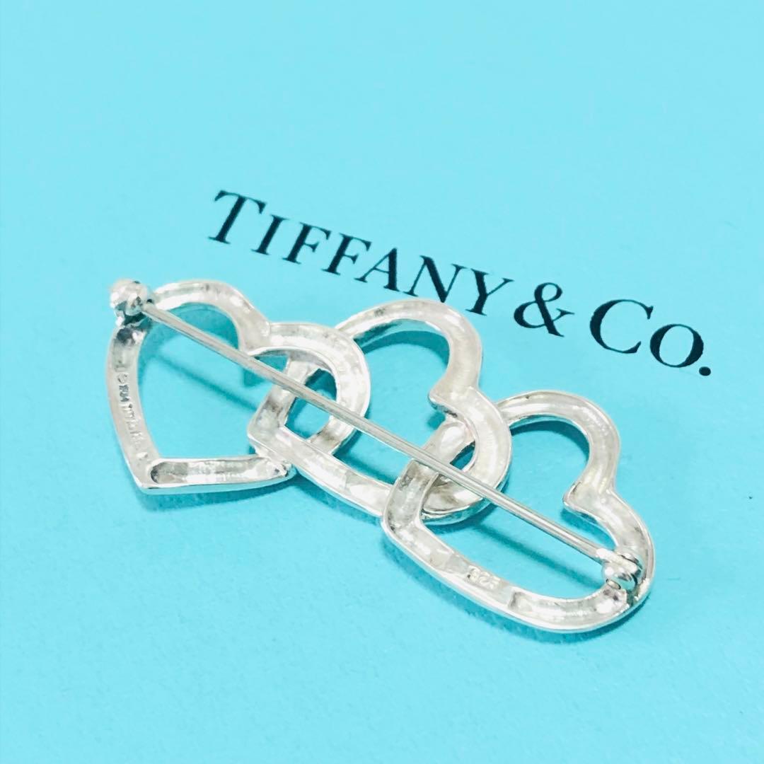 TIFFANY トリプルハート シルバー ブローチ M255010