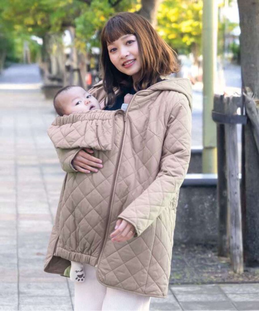 SWEET MOMMY ママコート　おんぶ　抱っこ　グレージュ　キルティング