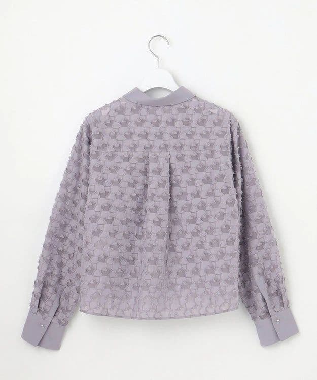 自由区　シアージオメトリックジャカードクロップド丈 ブラウス