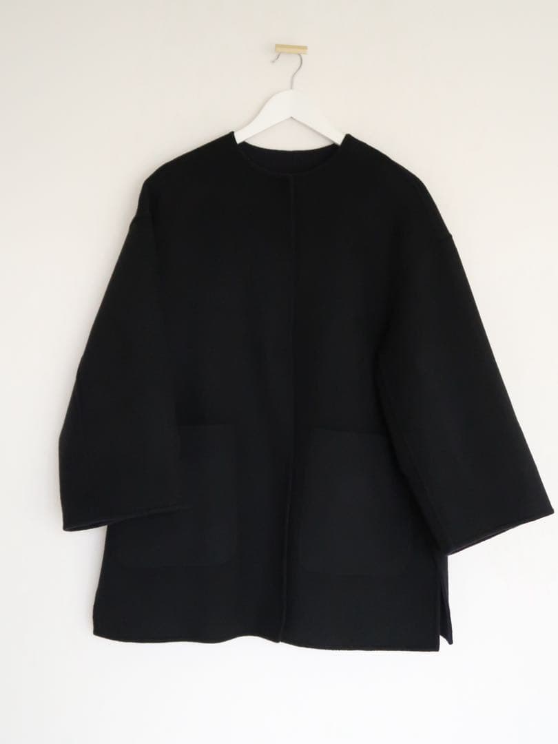 UNITED ARROWS バイカラー リバー ミドルコート ネイビー×ブラック