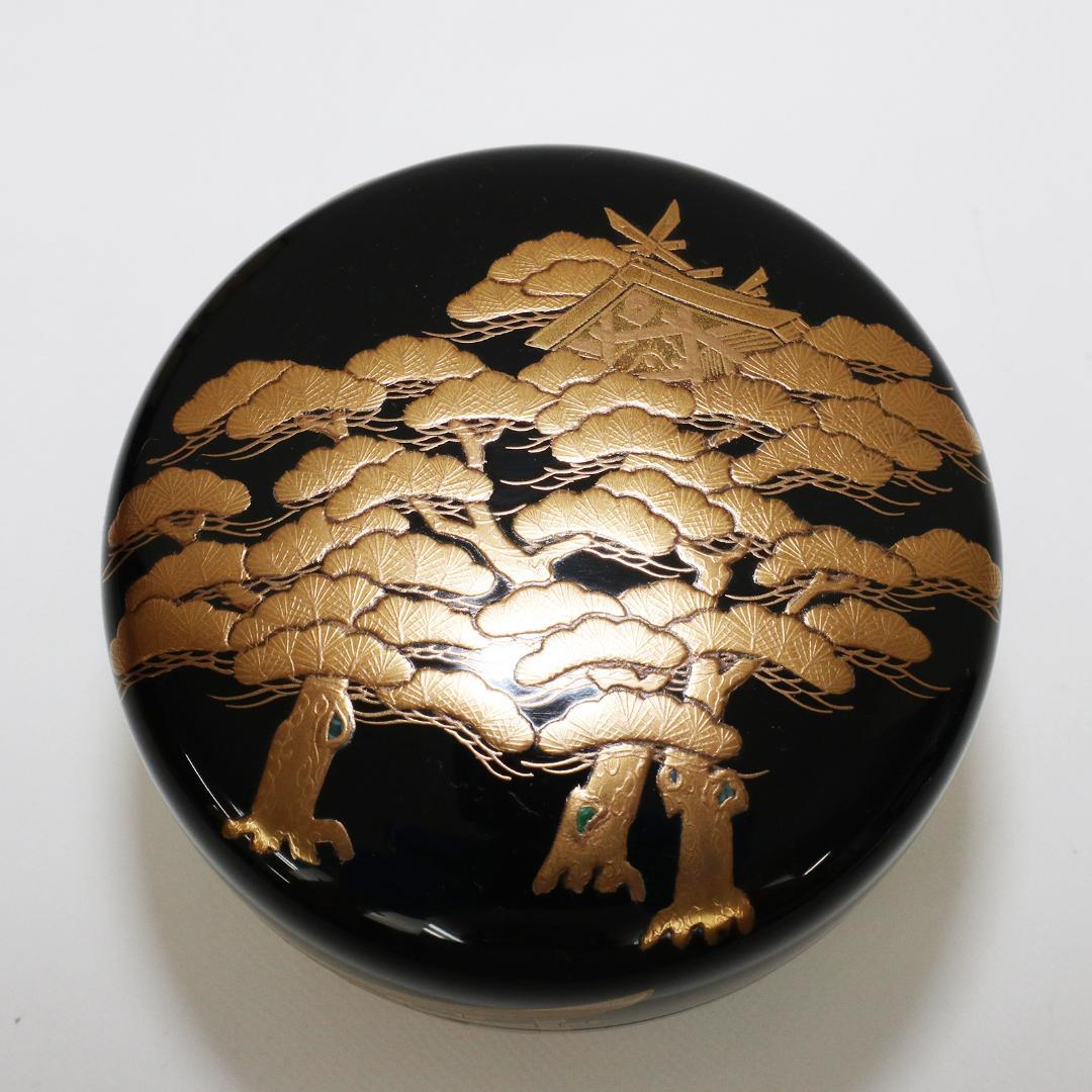 輪島塗　住吉 蒔絵 平棗 新出光峯 共箱