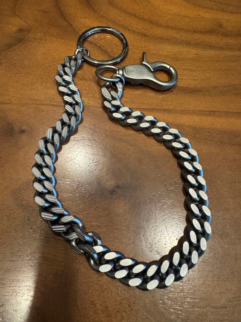 【新品未使用】ARMANIアルマーニ 真鍮艶消シルバー チェーン キーリング