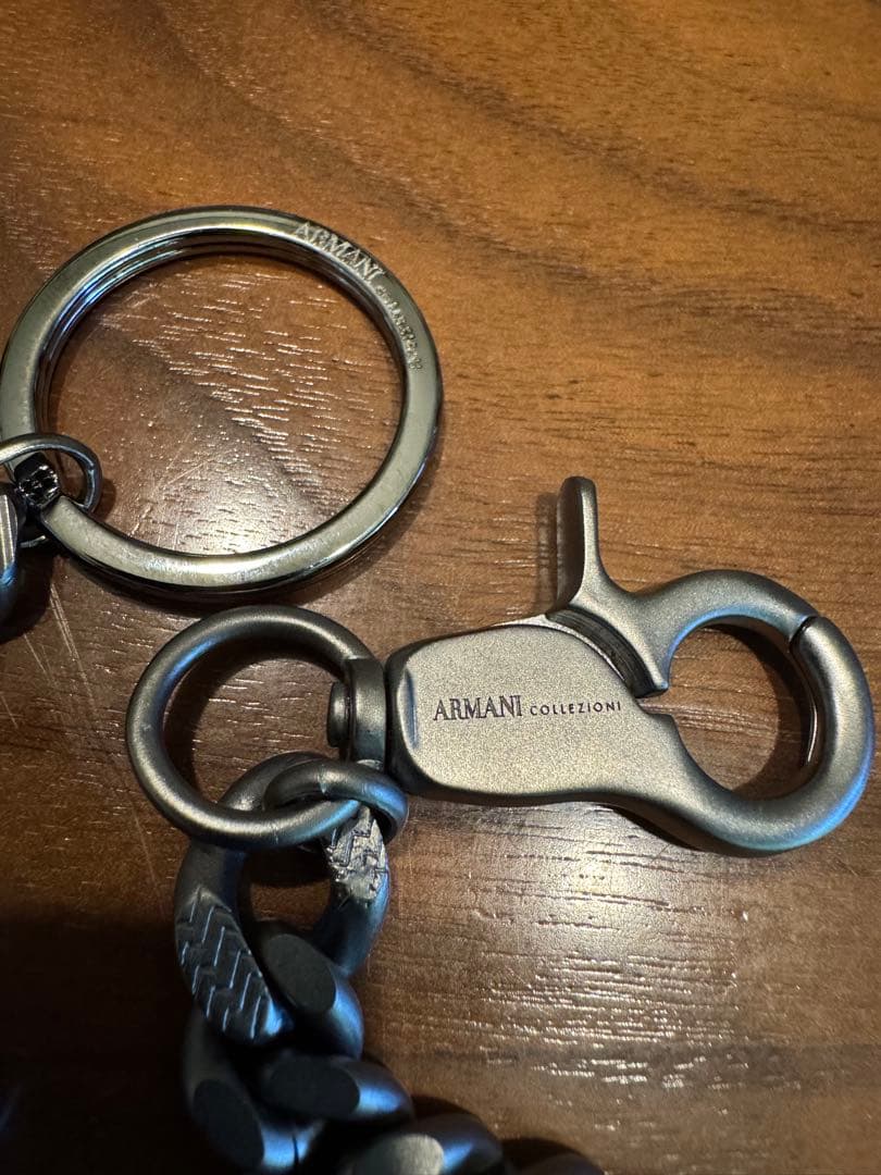 【新品未使用】ARMANIアルマーニ 真鍮艶消シルバー チェーン キーリング