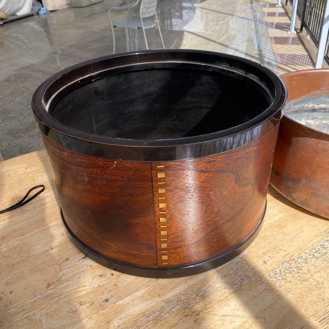 木製円形火鉢（茶色）曲げわっぱ　桑材