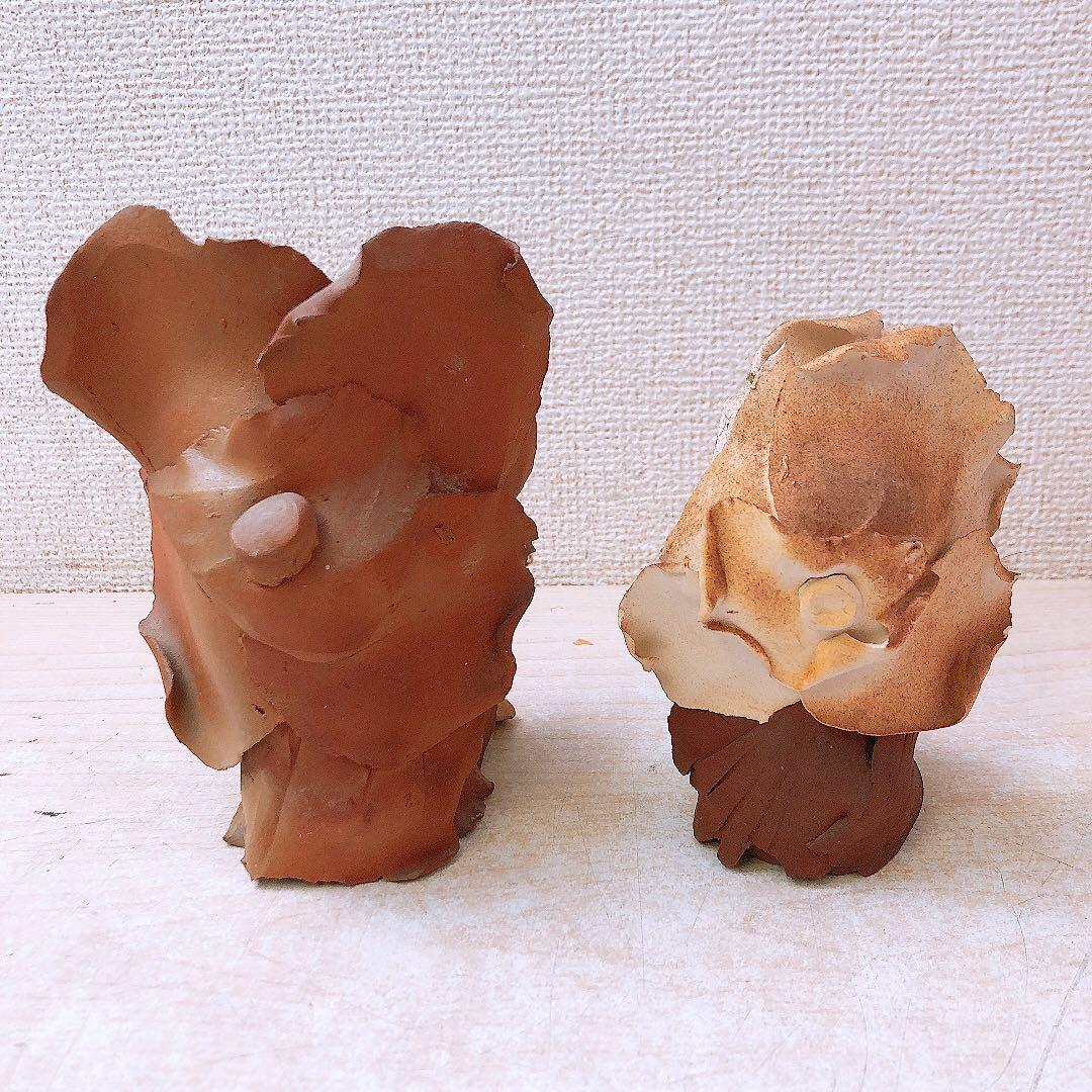 N*g様 ①竹内祥子? 陶器作品 陶人形 森の精 2体まとめ 置物 インテリア