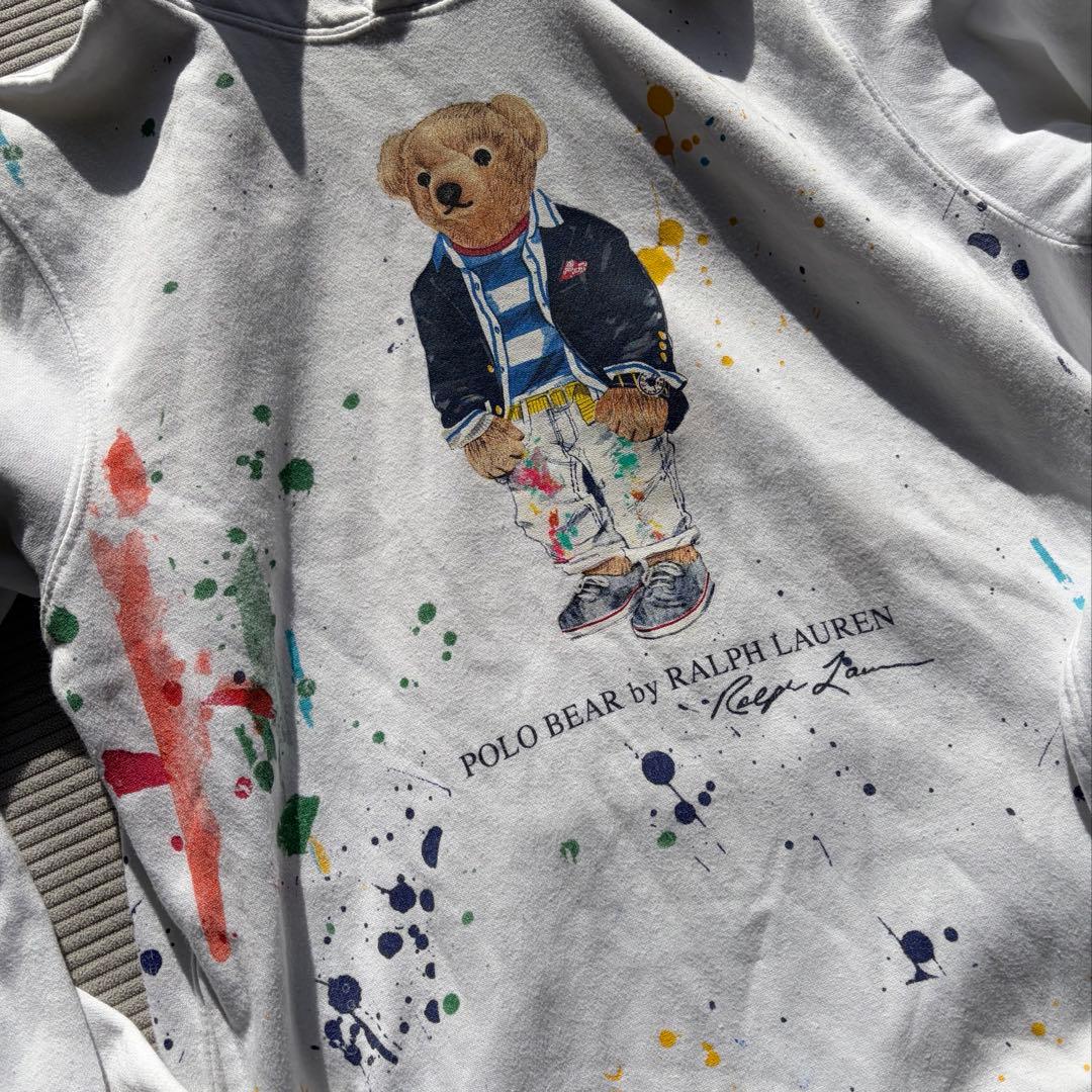 ポロベア　ポロラルフローレン ペインティングパーカー ホワイト