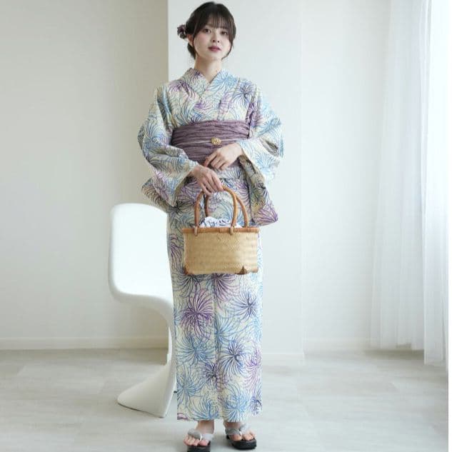 utatatane 花柄 浴衣・帯セット