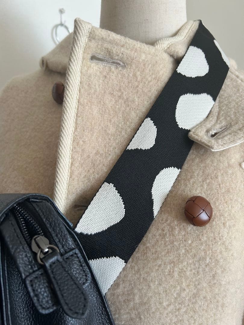 ⭐︎大人気earパピヨネドット柄ストラップの黒ショルダーバッグ