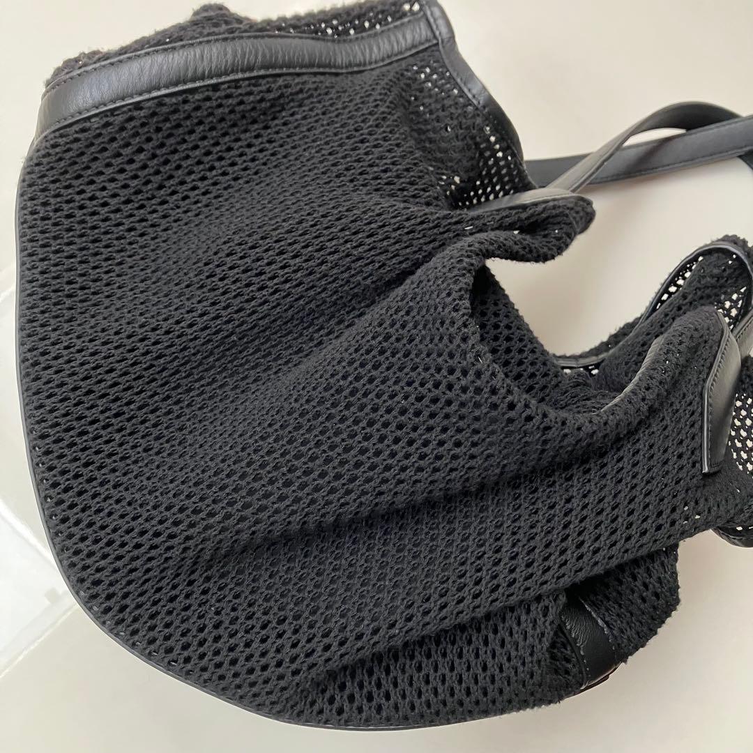 J＆M DAVIDSON メッシュ レイ バケット レザー バッグ ブラック黒色