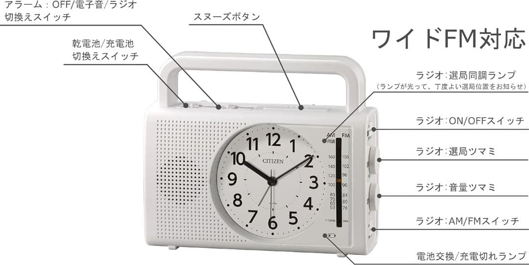 リズム シチズン 目覚まし時計 防災 クロック 4RQ002-003