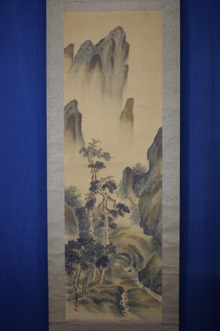 正澄/青緑山水図/掛軸☆宝船☆Z-160