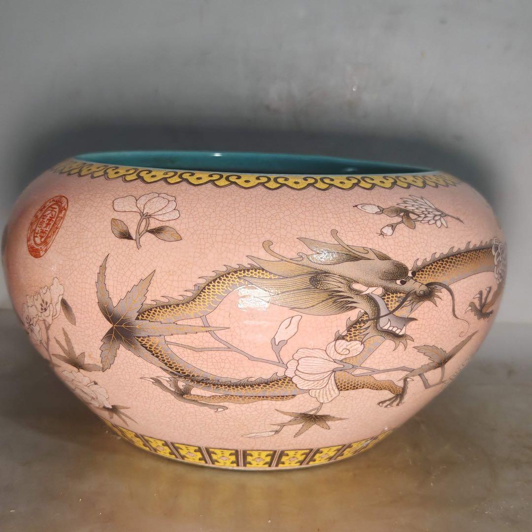 旧蔵　文房具　清国末期　雅号「大雅斋」　筆洗 粉彩 お皿　時代物　古美術　置物