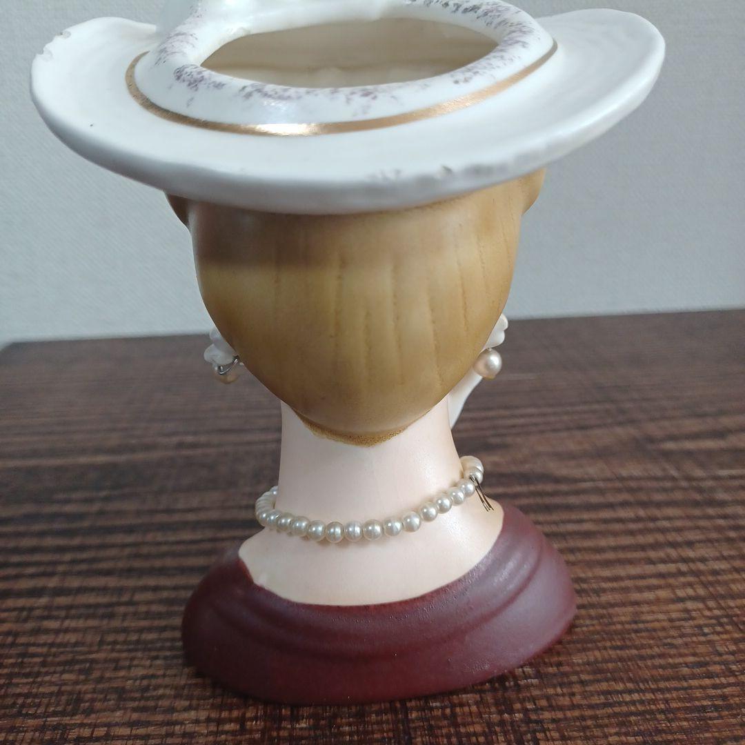 ビンテージ レディヘッドベース 陶器製置物花瓶　右手を頬の添えた美女3点セット