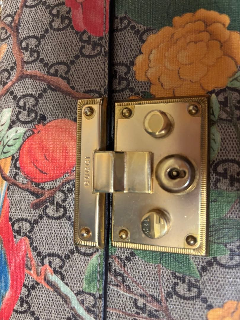 グッチGucciパドロック ベージュメマルチカラー PVCコーティングキャンバス