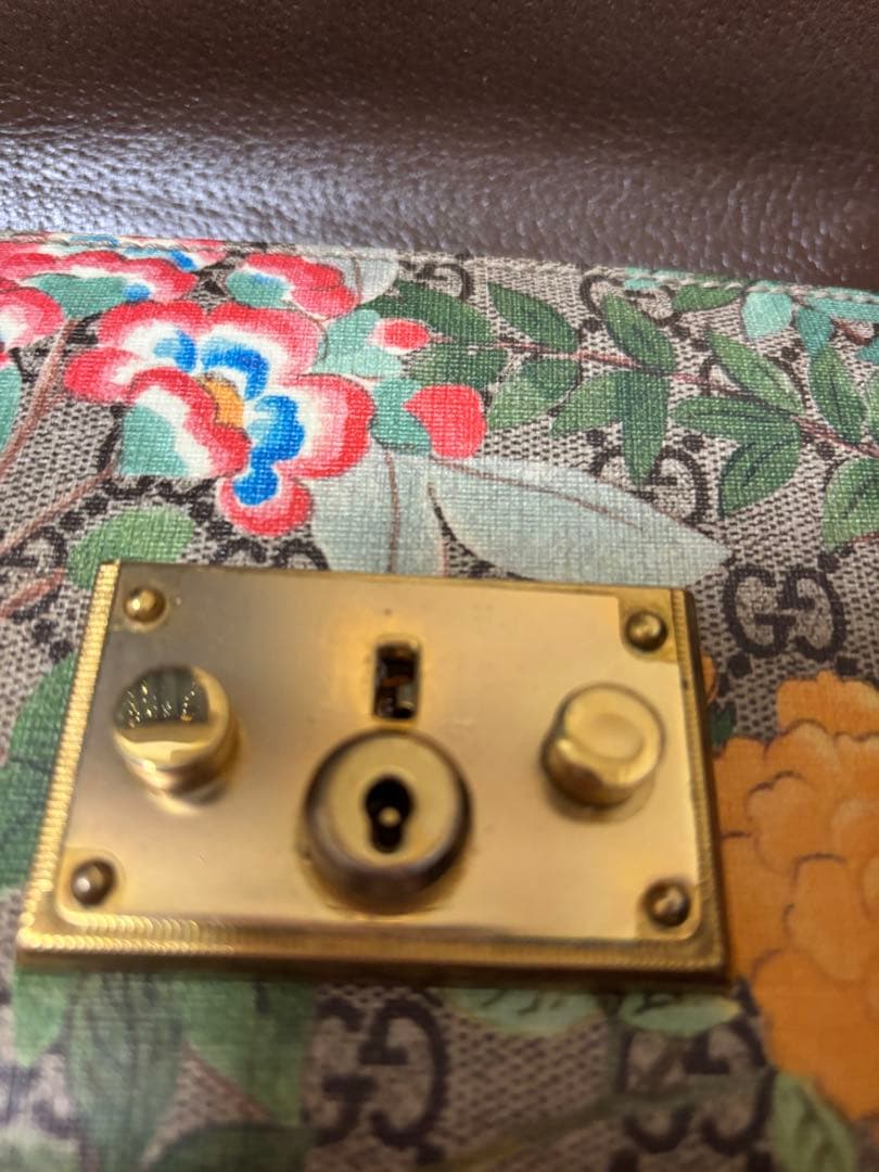 グッチGucciパドロック ベージュメマルチカラー PVCコーティングキャンバス