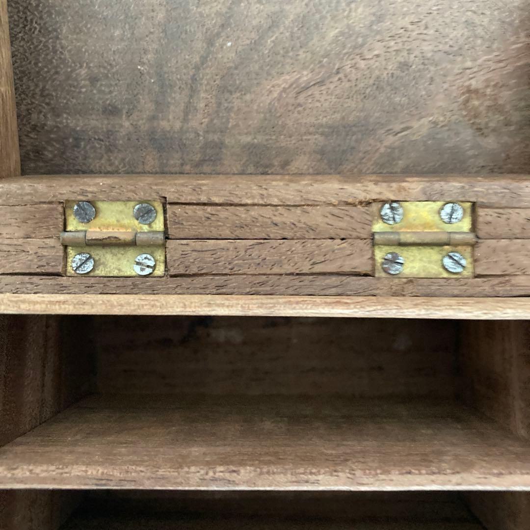 木製彫刻箱　カードケース　アンティーク　ヴィンテージ