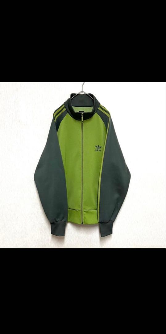 人気カラー adidas トラックジャケット XO グリーン 刺繍ロゴ 古着