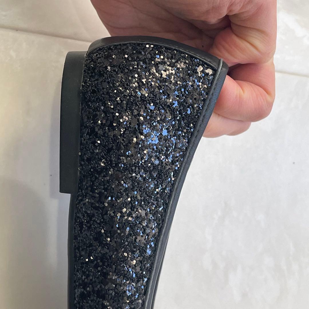 美品！ケイトスペード　グリッターパンプス　バレエシューズ　ブラック