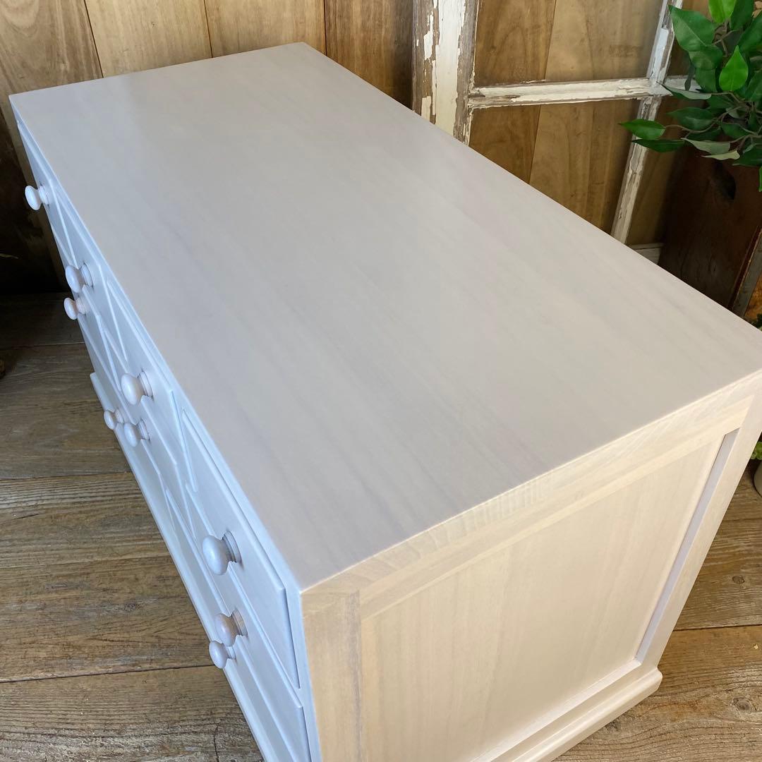 大幅値下げセール中！木製多引き出し桐チェストタンスCホワイト70㎝×41㎝横長