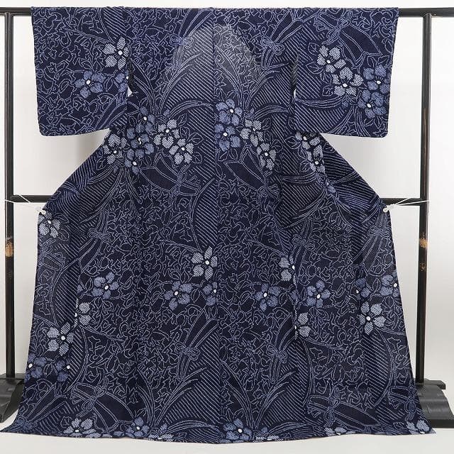 新品 有松鳴海絞り 夏着物 ”そっと忍ばせたひらがなの遊び心”高級浴衣 6563