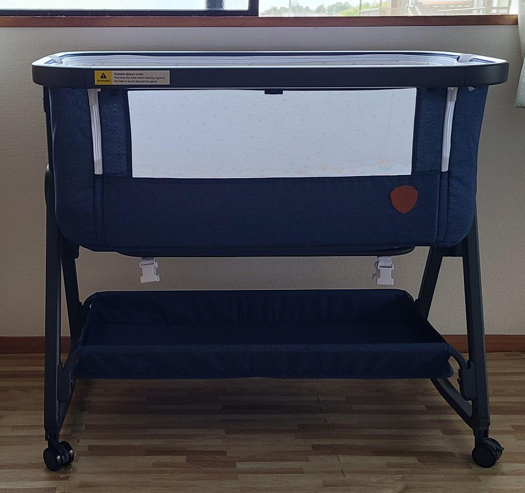 HZDMJ ベビーベッド 折りたたみ　ネイビー コンパクト　美品　出産準備