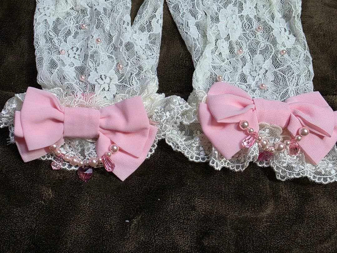Angelic Pretty　リボンレース手袋　白×ピンク