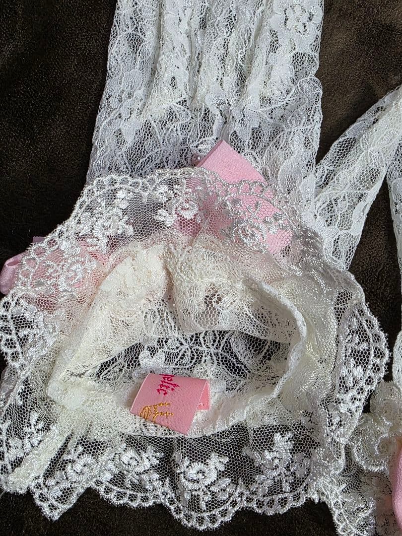 Angelic Pretty　リボンレース手袋　白×ピンク