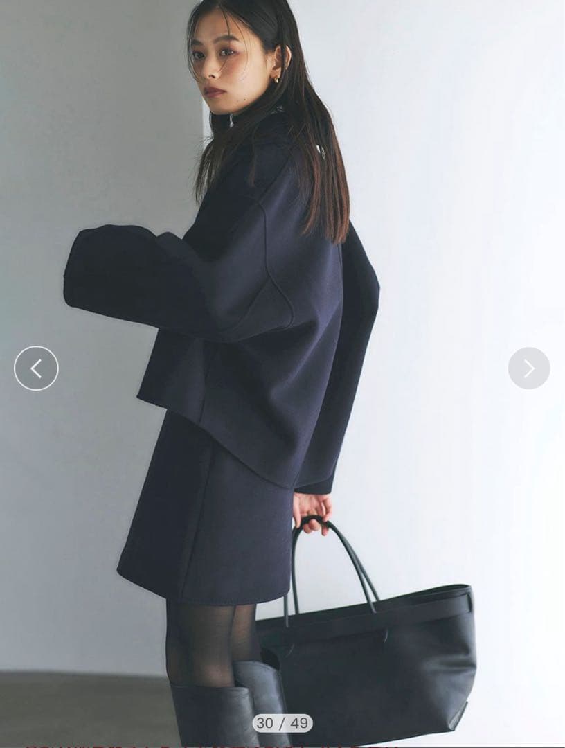 ❤️anuans❤️リバーウールショートコート　ネイビー