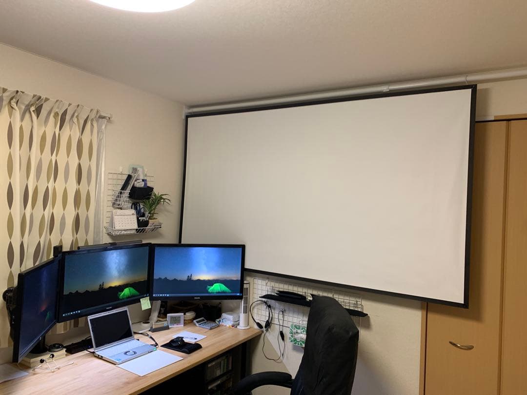 90インチ 4K プロジェクタースクリーン 自立式＆壁面取付式＆天井吊り下げ式