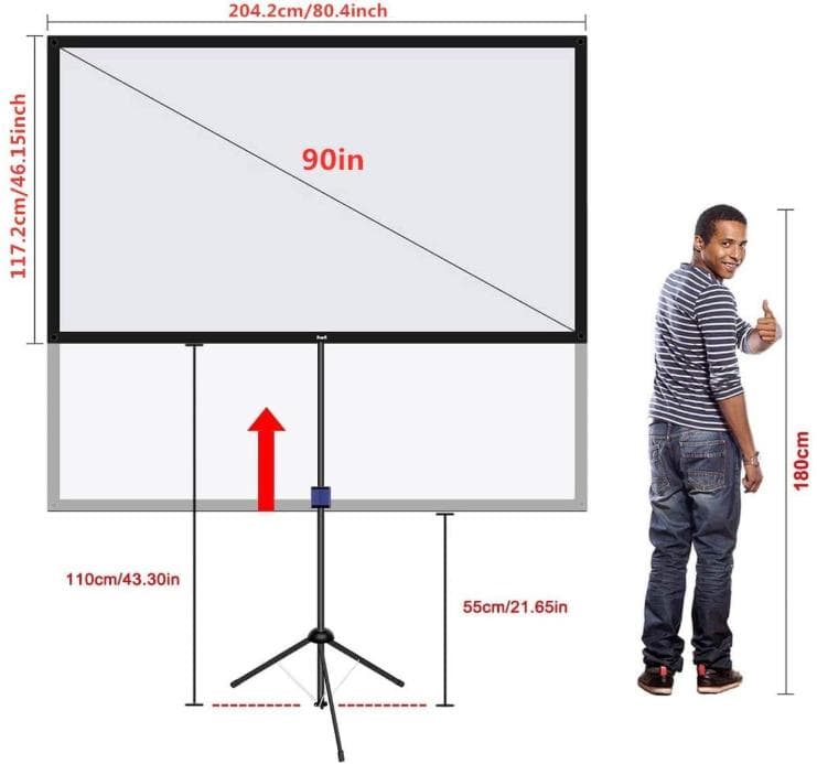90インチ 4K プロジェクタースクリーン 自立式＆壁面取付式＆天井吊り下げ式