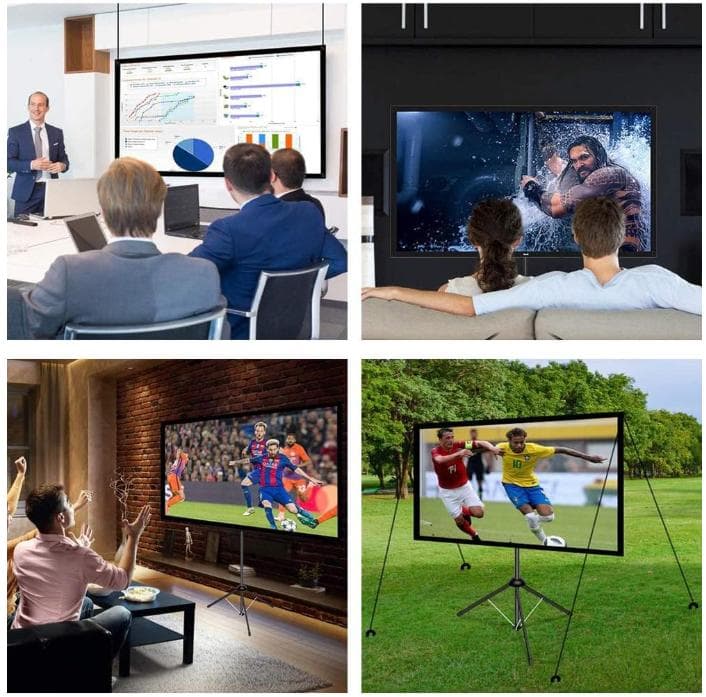 90インチ 4K プロジェクタースクリーン 自立式＆壁面取付式＆天井吊り下げ式