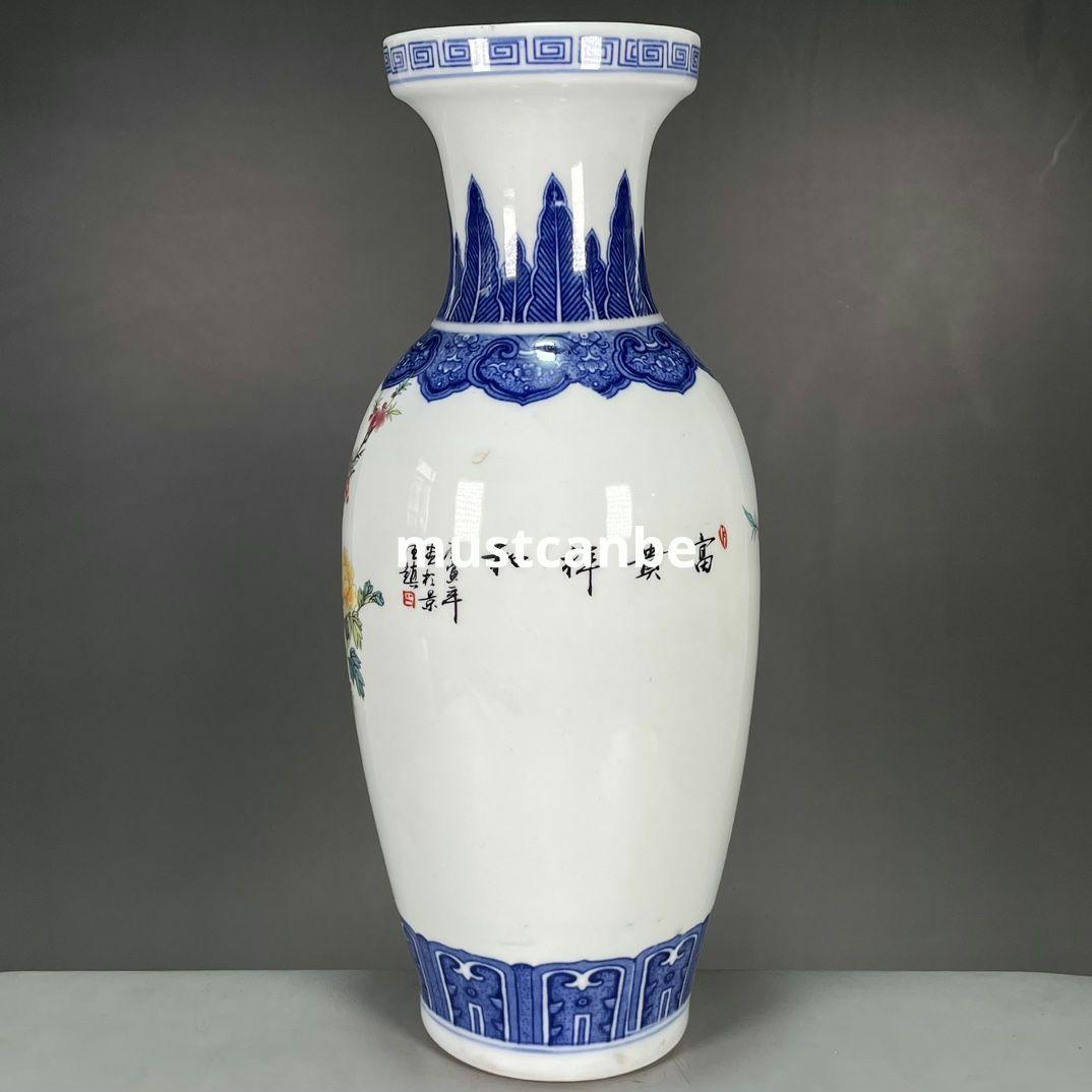 清乾隆花鳥図紋賞瓶 景徳鎮 陶磁器 装飾品 現代工芸品 美術品 置物