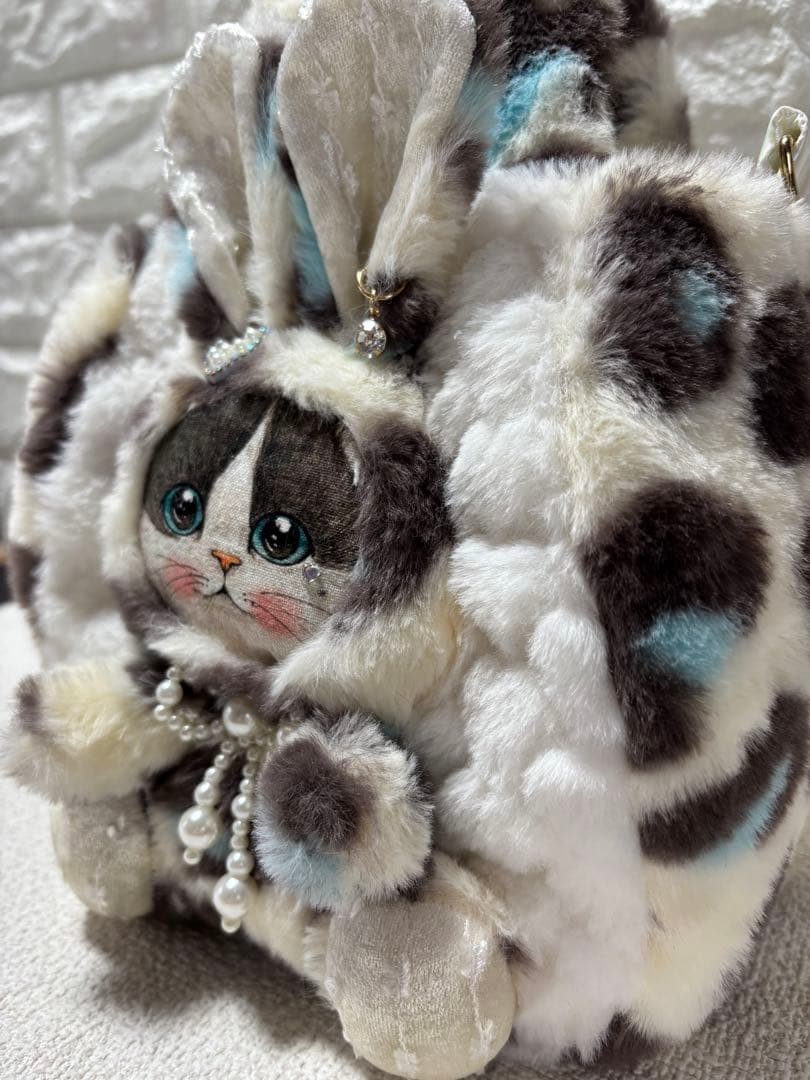 黒*こ様 コヤンイサムチョン　ハンドメイド　ファーバッグ　ハチワレねこちゃん　ヒ