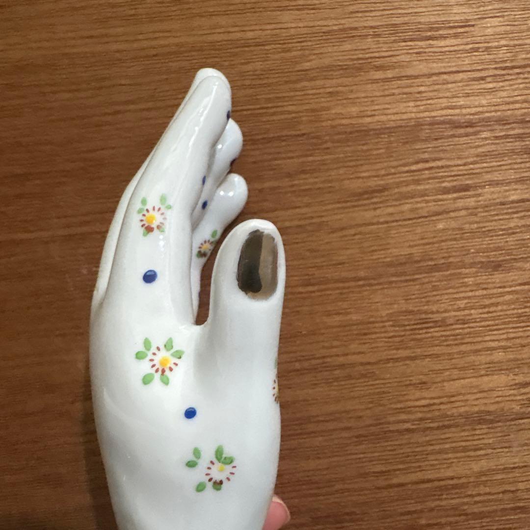 アメリカンヴィンテージ　手　ハンド　JAPAN 陶器　花模様　灰皿