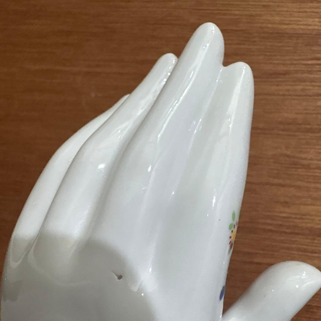 アメリカンヴィンテージ　手　ハンド　JAPAN 陶器　花模様　灰皿