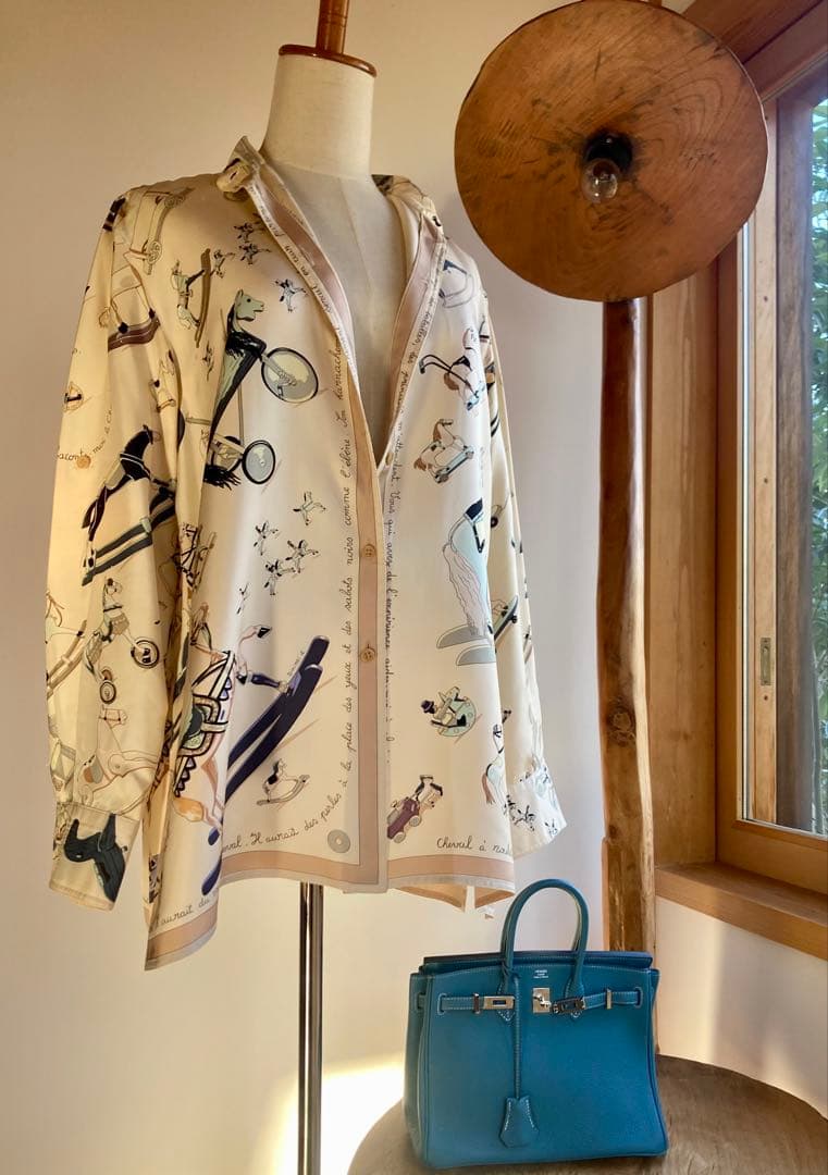 HERMES ロゴシャツブラウス　マルジェラ期 『お馬の話をして』クリーニング済