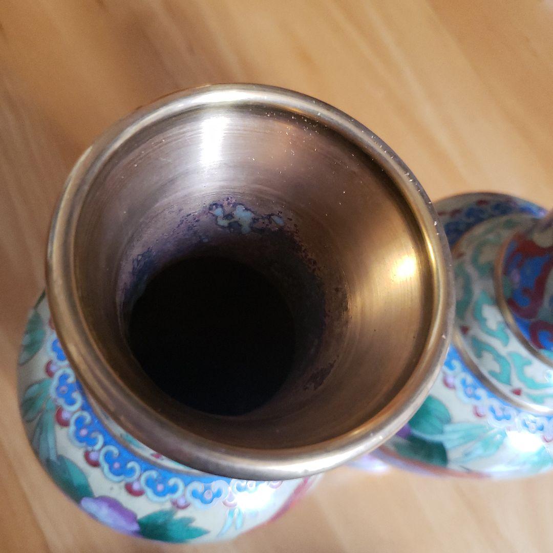 中国 七宝焼 骨董 花瓶一対