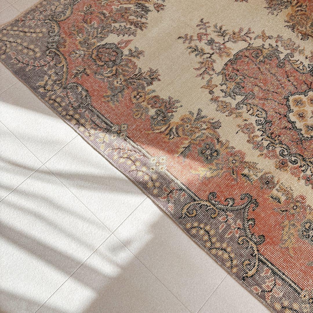 みかんトルコ　ヴィンテージラグ　ピンク　パープル