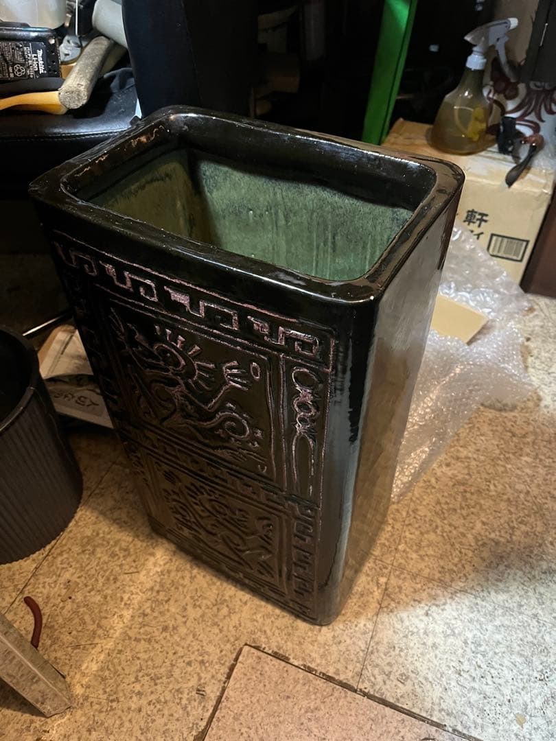 傘立て、陶器傘立て、アジアンテイストの陶器傘立て、中国の傘立て、古代壁画傘立て