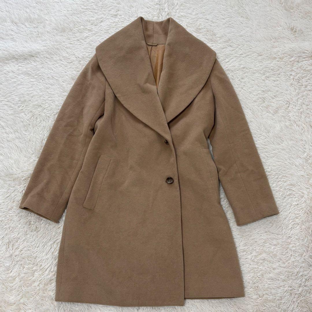 ANAYI アナイ アンゴラ ウールコート 女優襟 ビックカラー キャメル