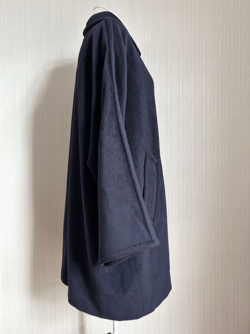 MaxMara マックスマーラ カシミヤ混 ウールコート 1枚袖 Aライン 紺色