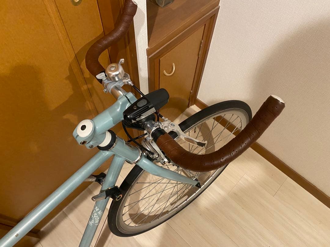 箱代込み、クロスバイク 水色 クロモリフレーム