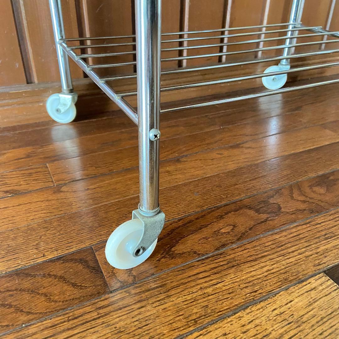 昭和レトロ　キッチンワゴン　花柄　3段　当時物　レトロポップ　トレー