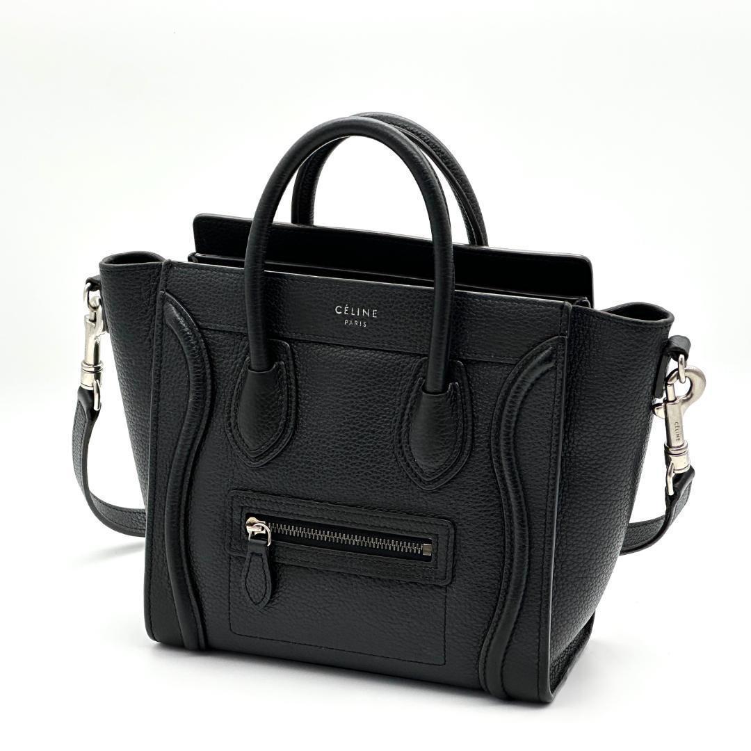 【極美品】セリーヌ　ラゲージ　ナノショッパー　黒　ストラップ付き