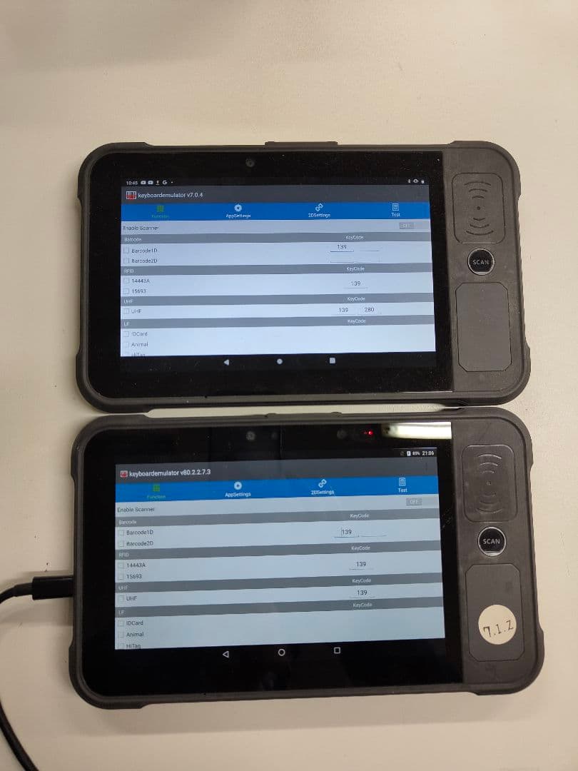 業務用バーコードスキャナー付きAndroid9と7.1 LTE 2台 動作品